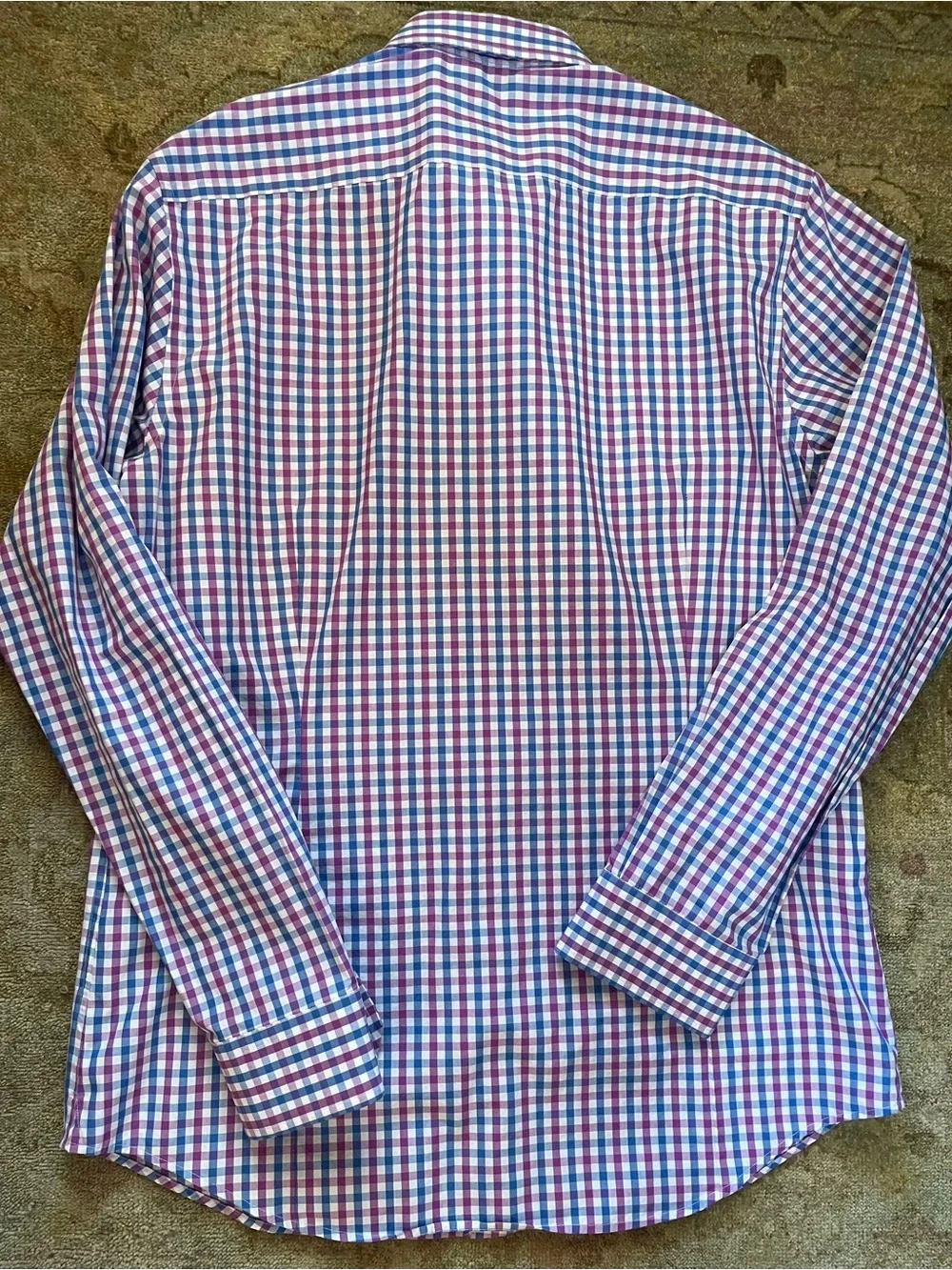 Banana Republic Blue and Purple Check Button-Up Dress Shirt